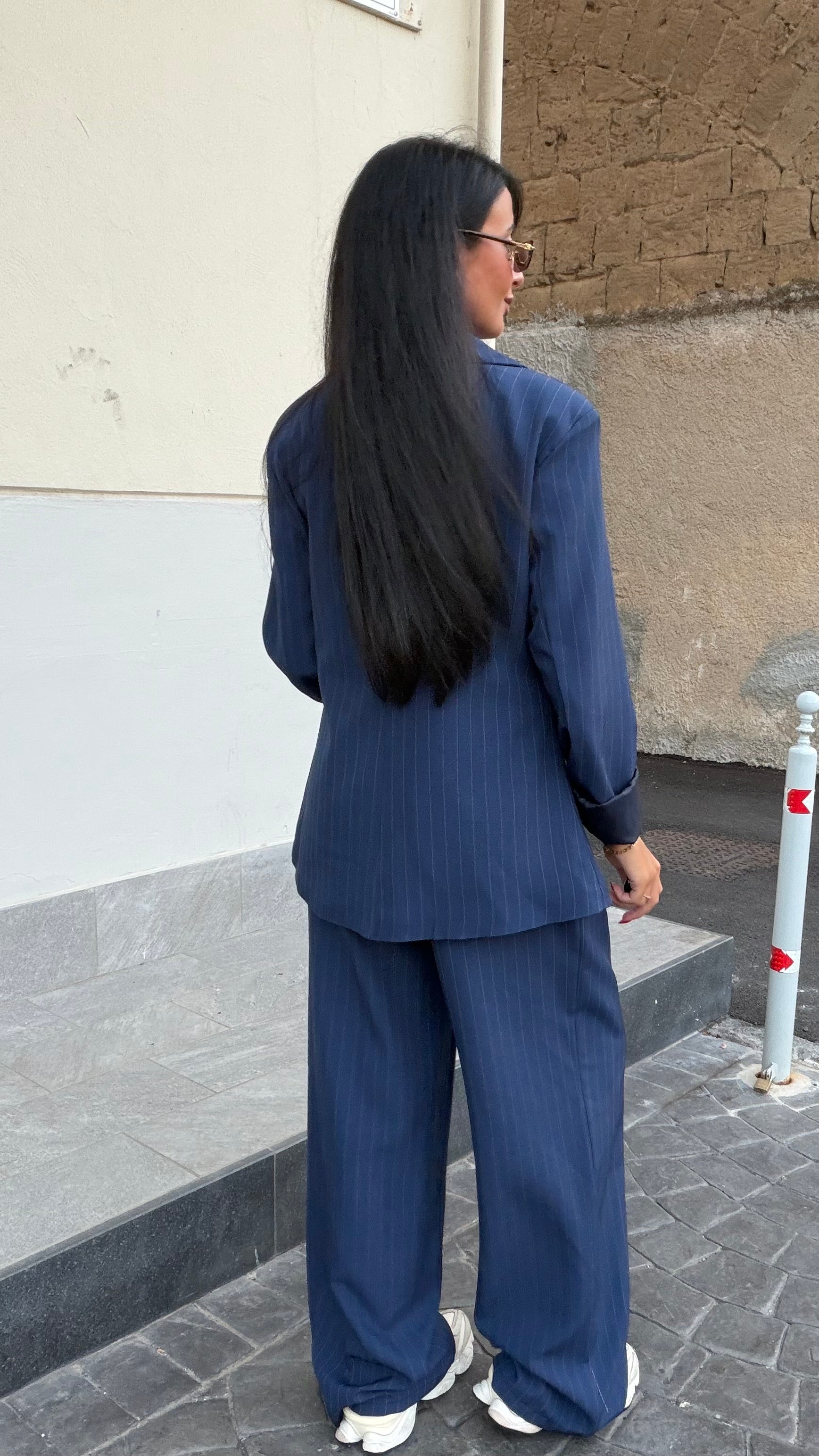 Tailleur gessato 66793 blu