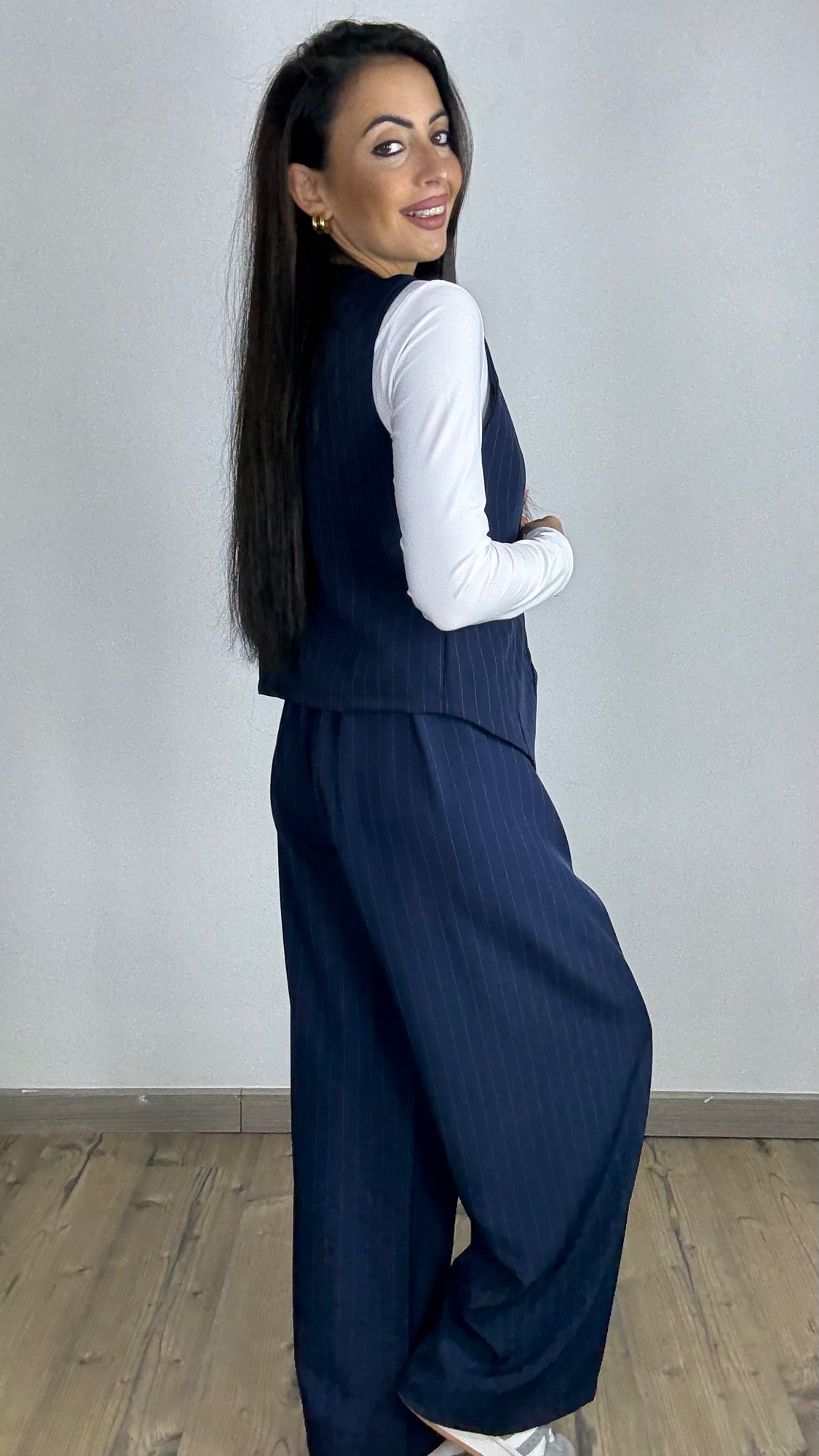 Coordinato Gessato Blu