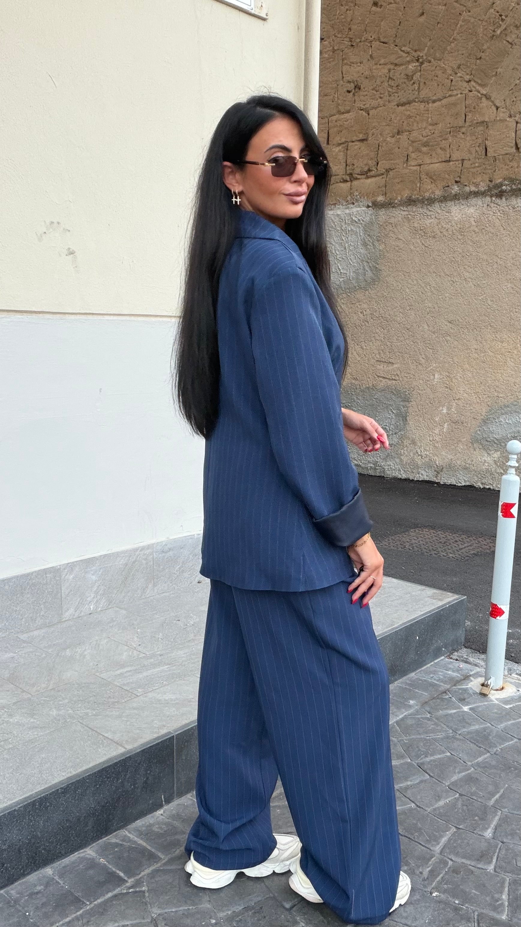 Tailleur gessato 66793 blu