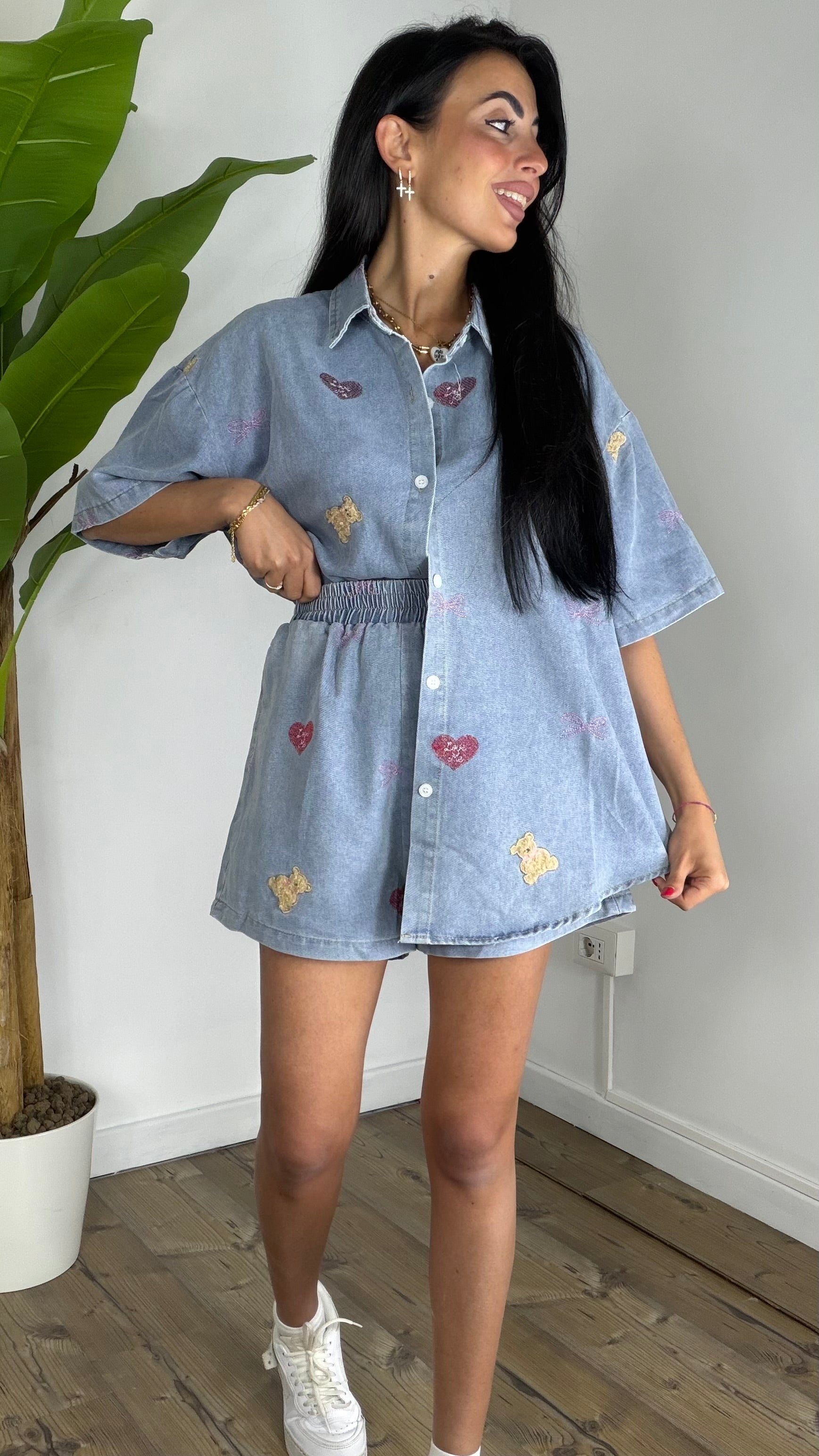 Coordinato Denim Orsetto