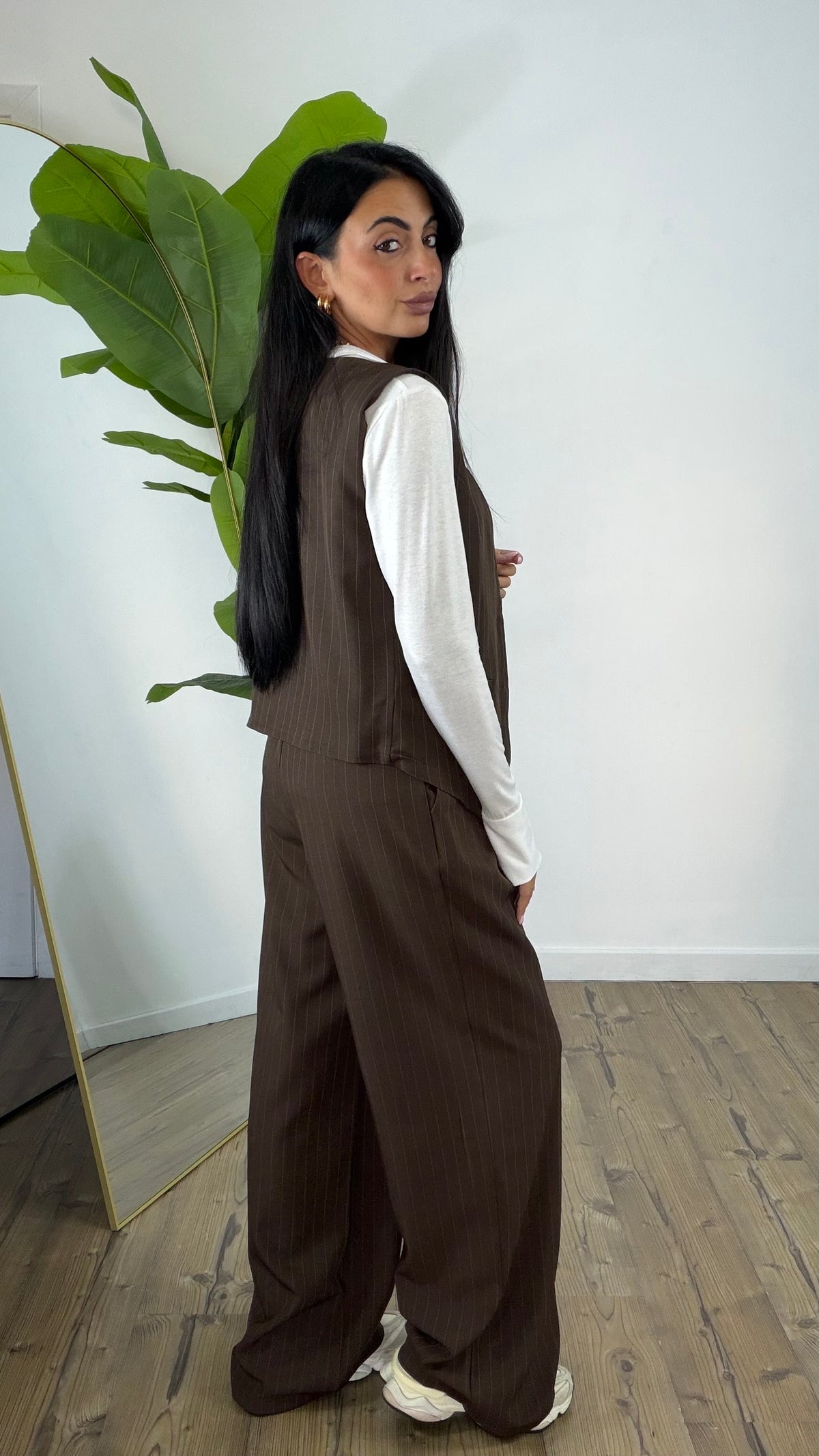 Tailleur Alessia gessato marrone