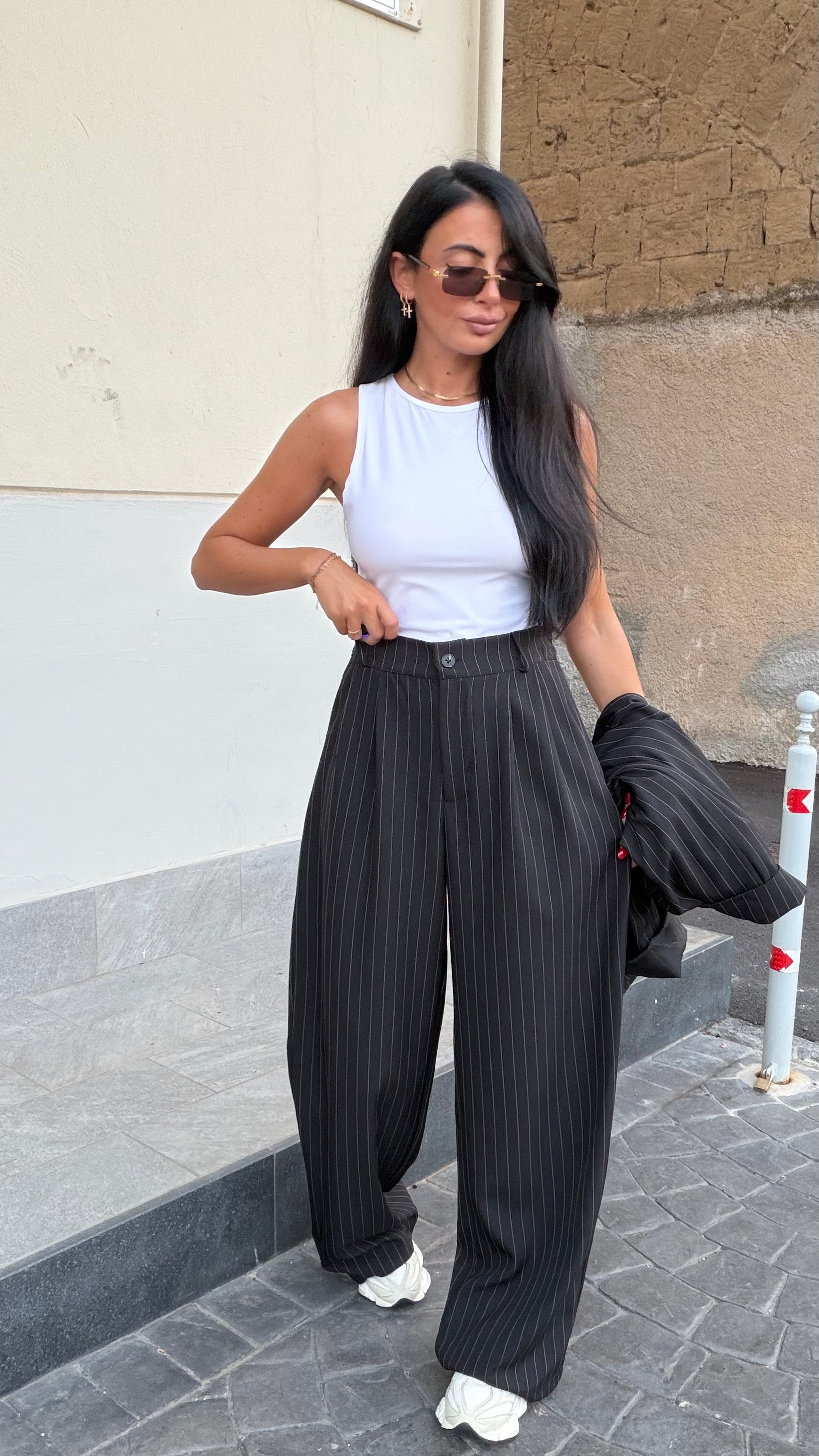 Tailleur Gessato 66793 nero