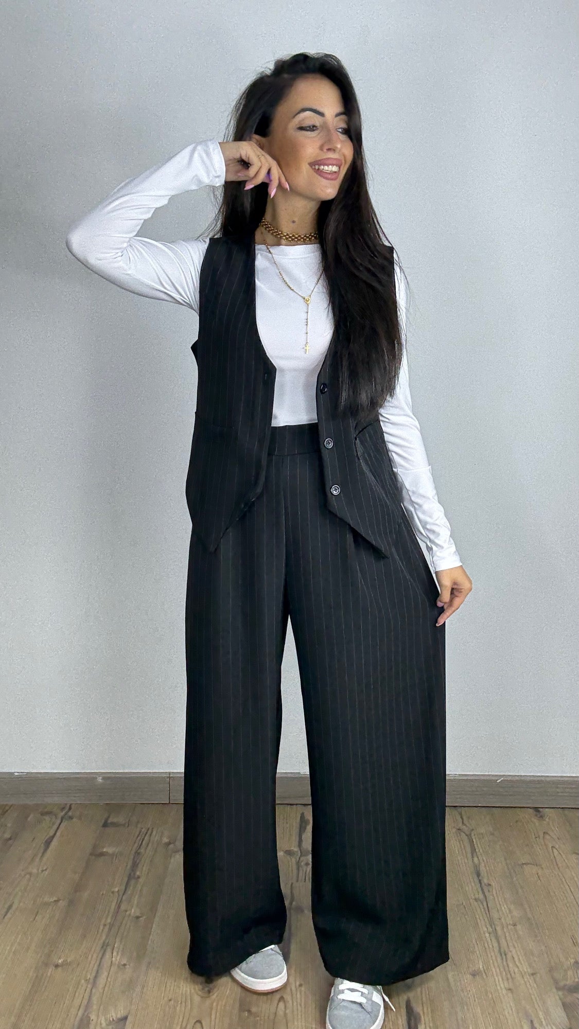 Coordinato Gessato Nero