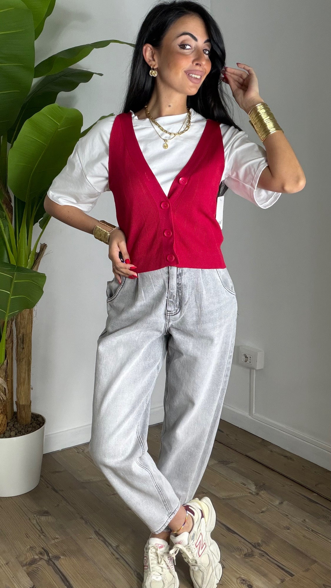Gilet in filo Rosso
