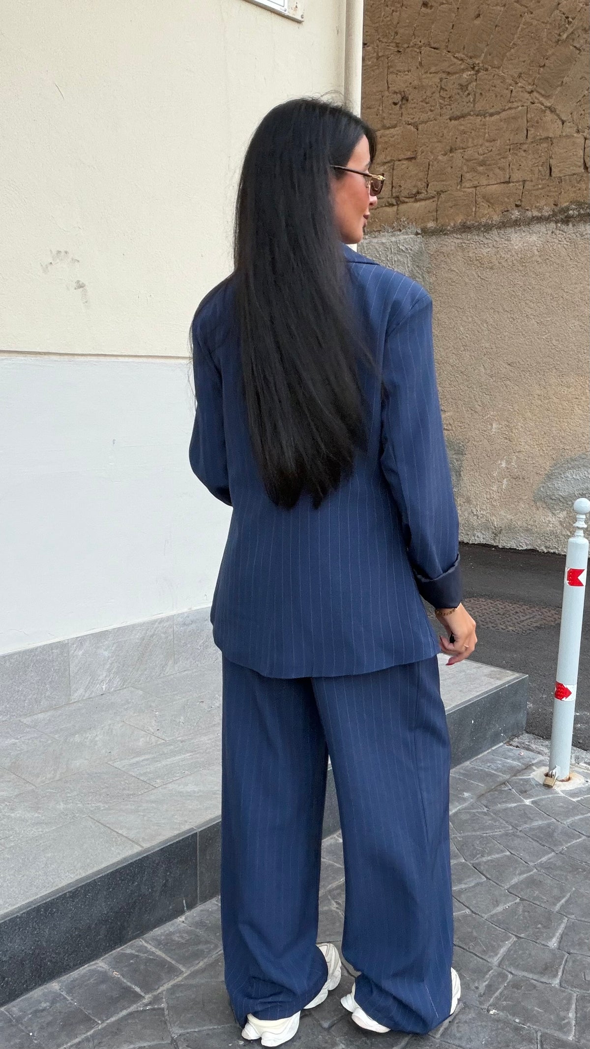 Tailleur gessato 66793 blu
