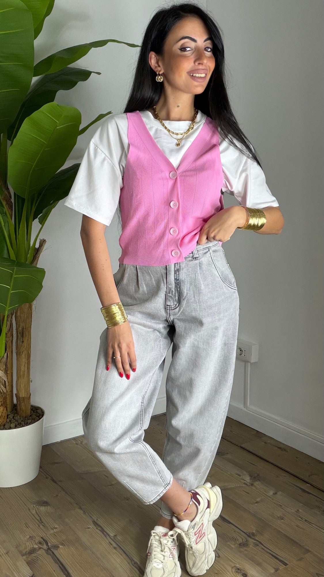 Gilet in filo Rosa