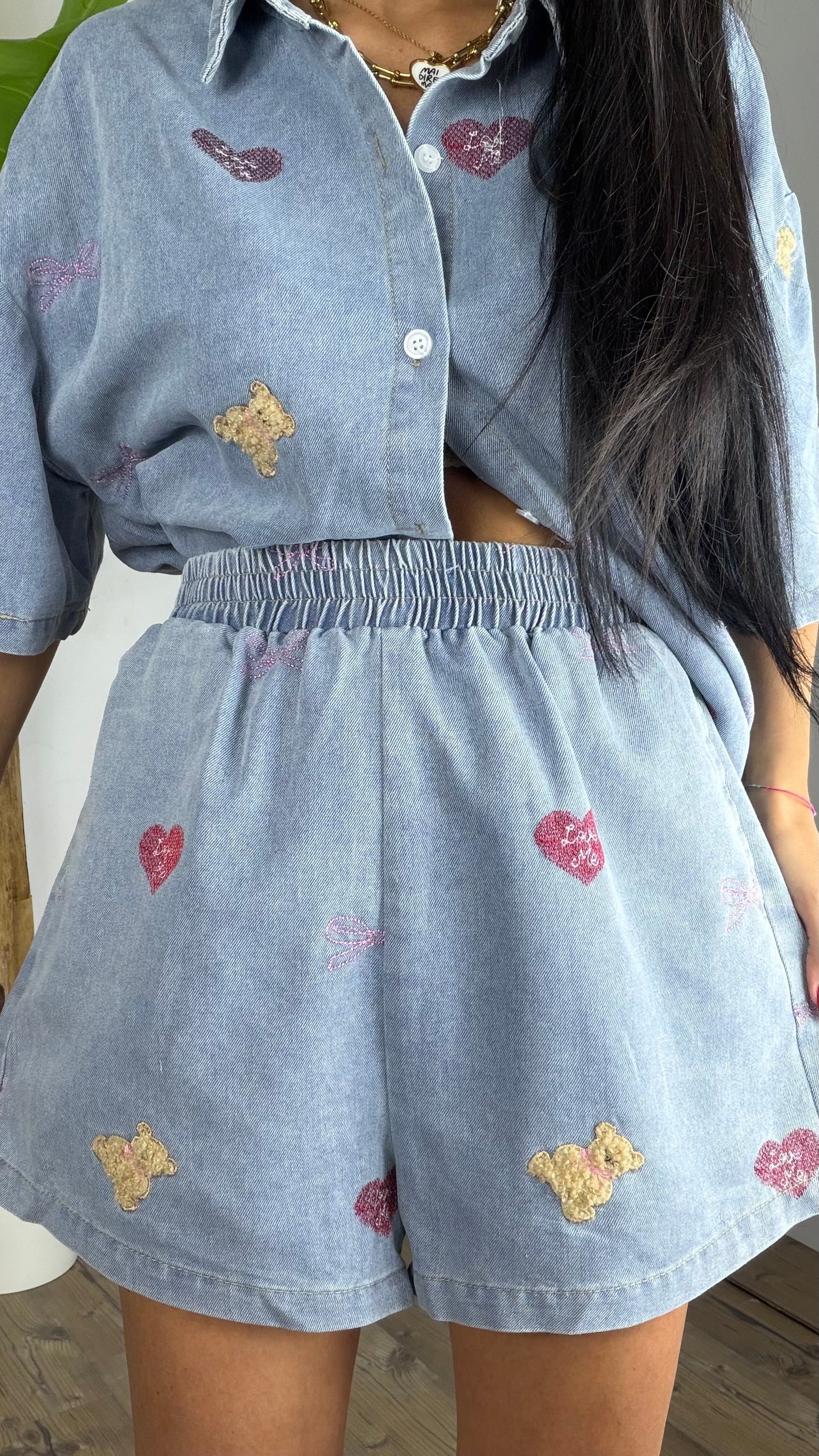 Coordinato Denim Orsetto