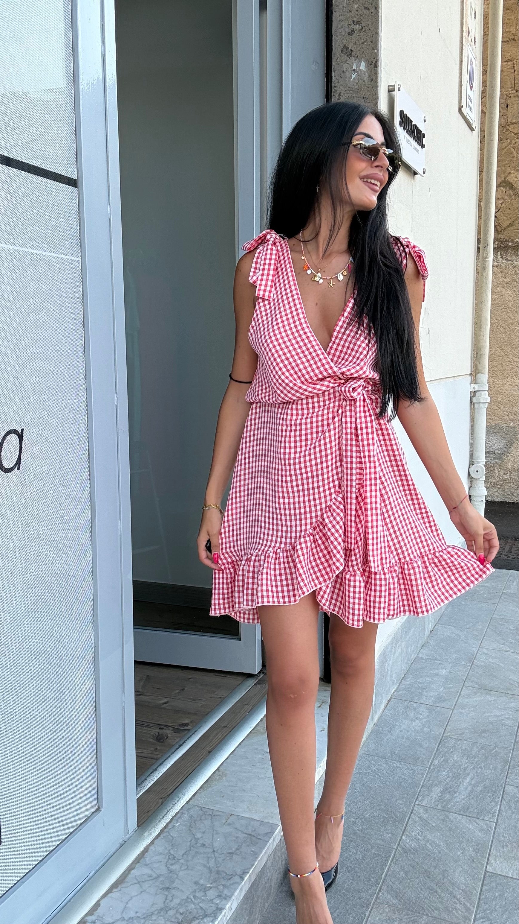 Abito Quadretti Rosso