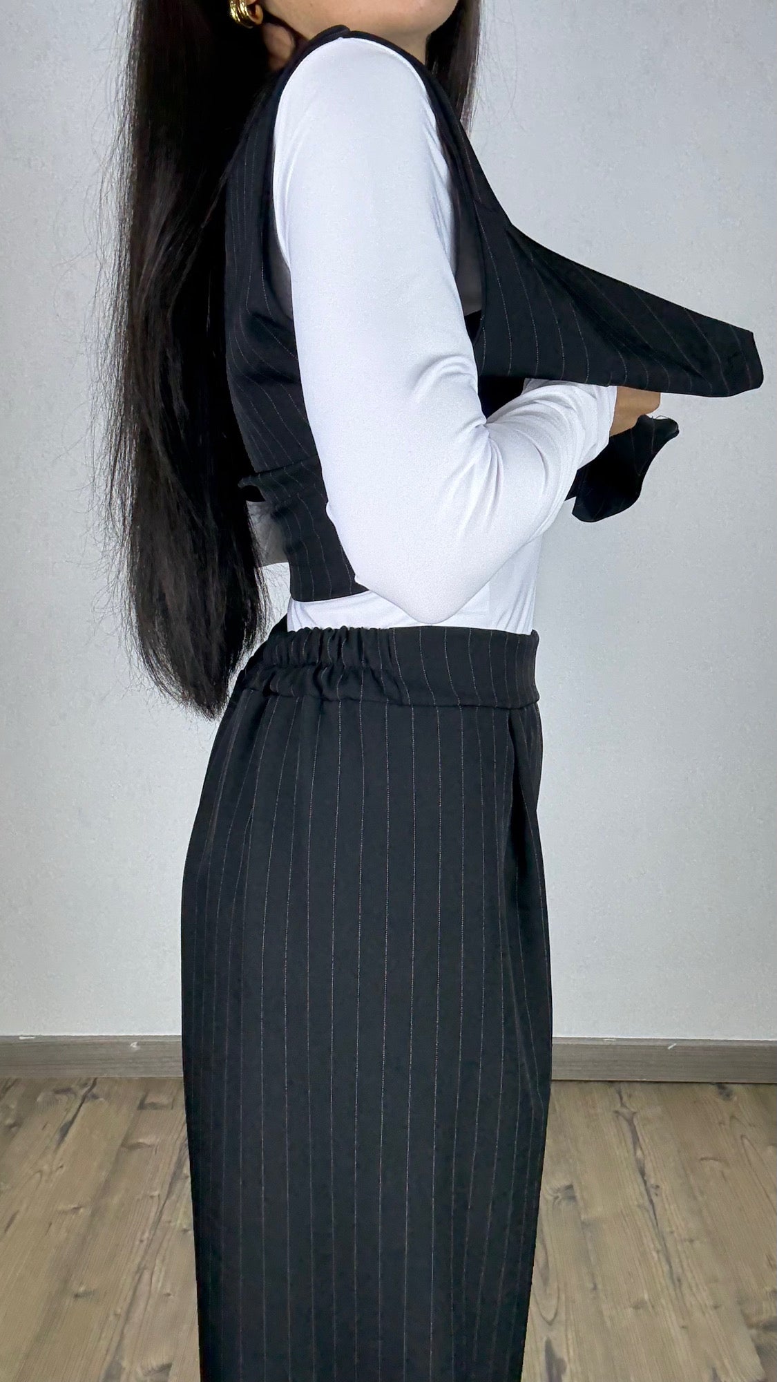 Coordinato Gessato Nero