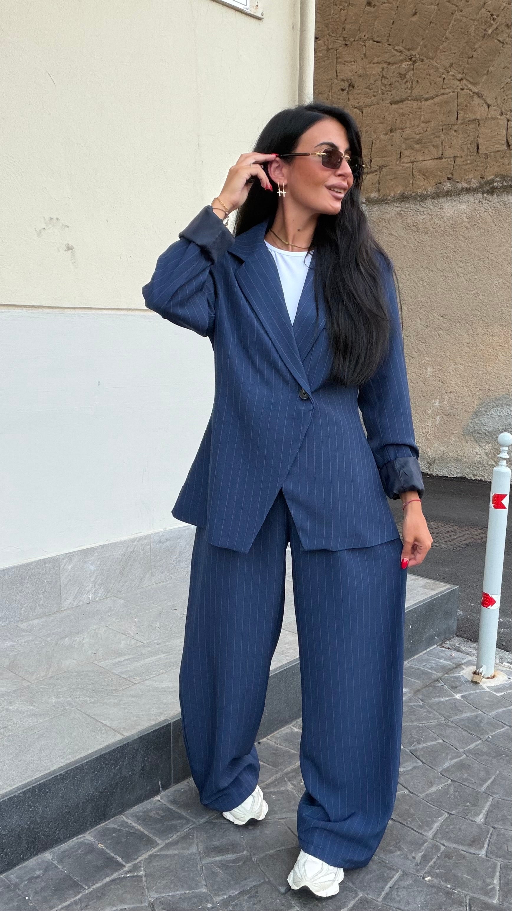 Tailleur gessato 66793 blu