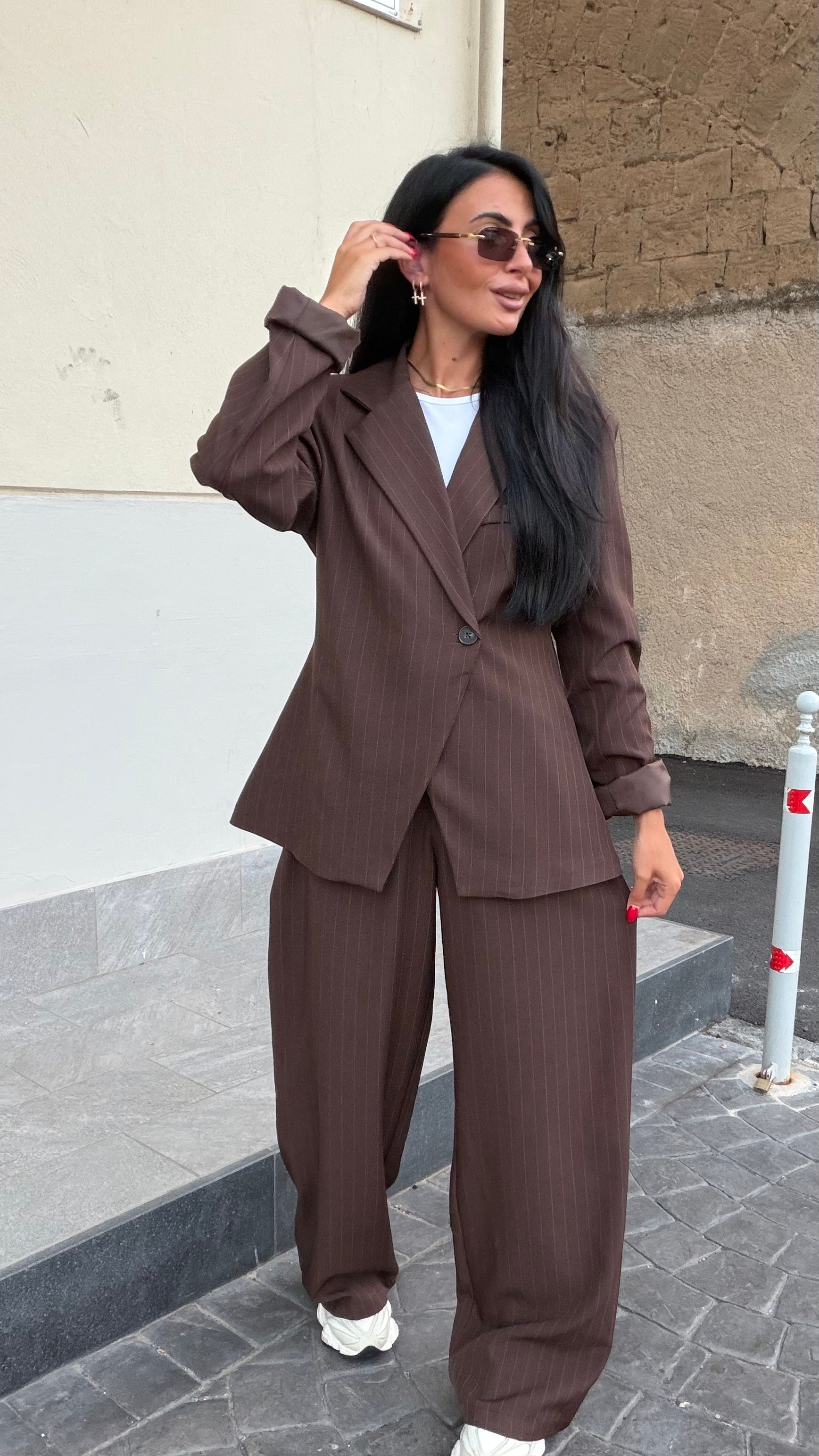 Tailleur Gessato 66793 marrone