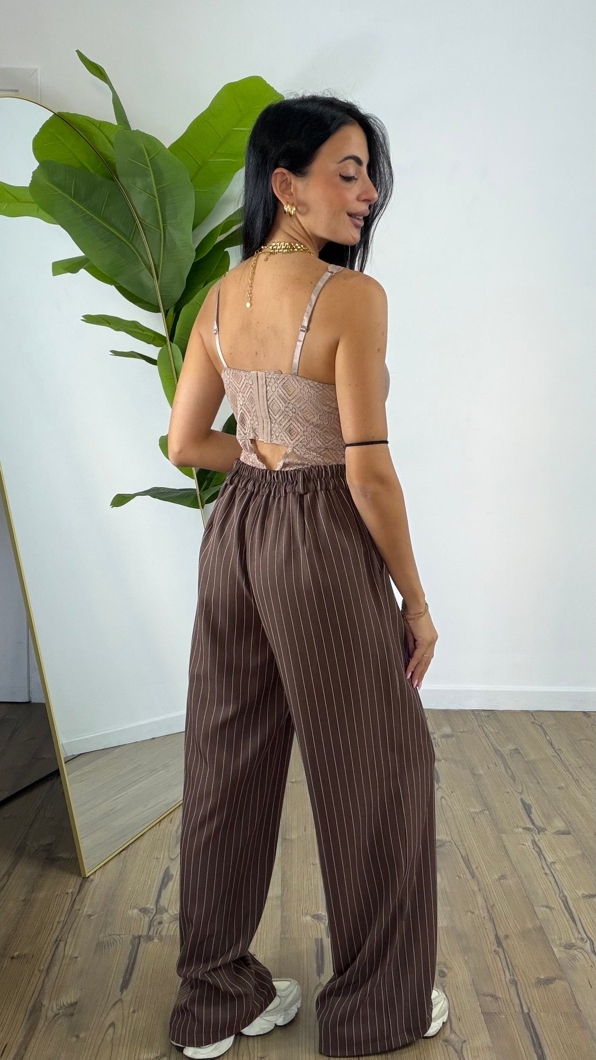 Tailleur Dolly gessato Marrone