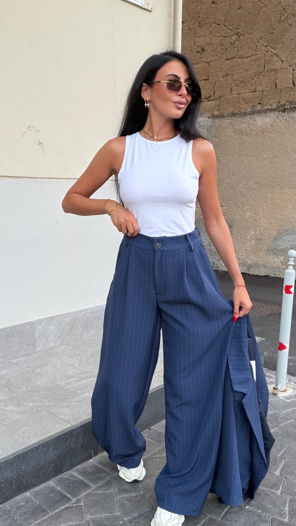 Tailleur gessato 66793 blu
